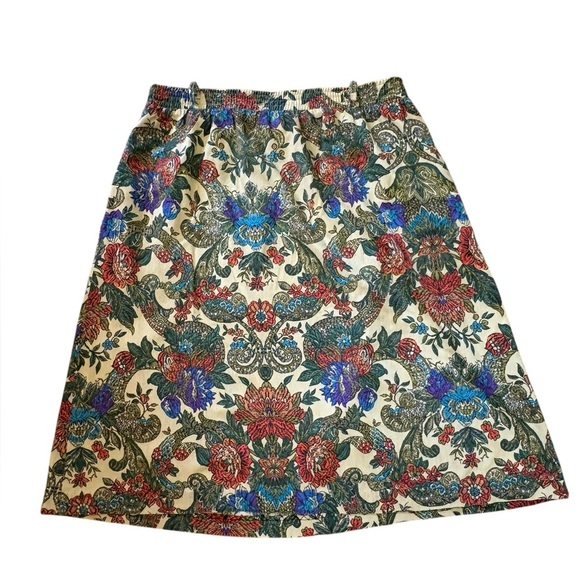 Vintage Anna G Orange Cream Pleated A-Line Skirt - Picture 9 of 15